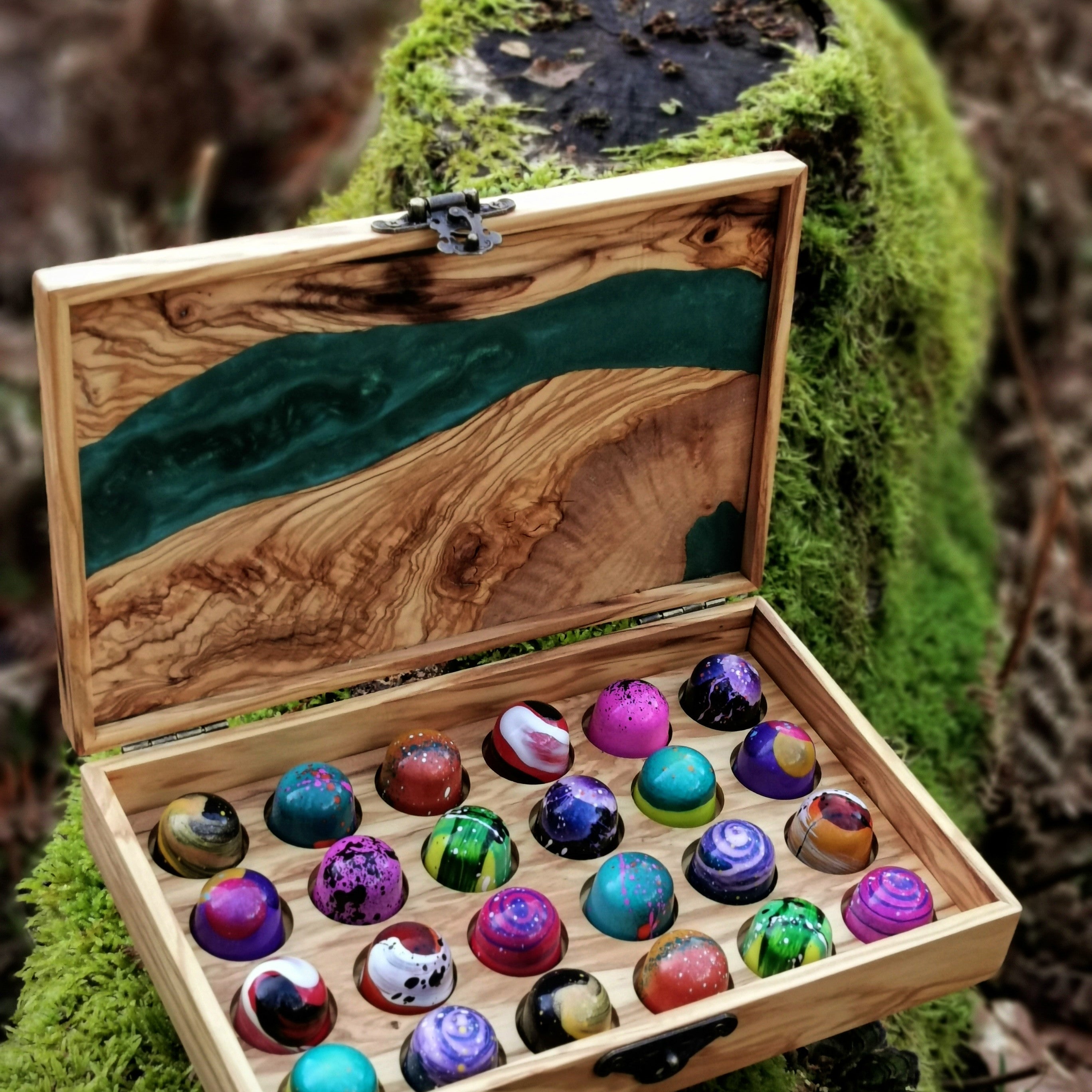 Handcrafted Wooden Display Box - Artisan Chocolates by Wood Row Chocolates