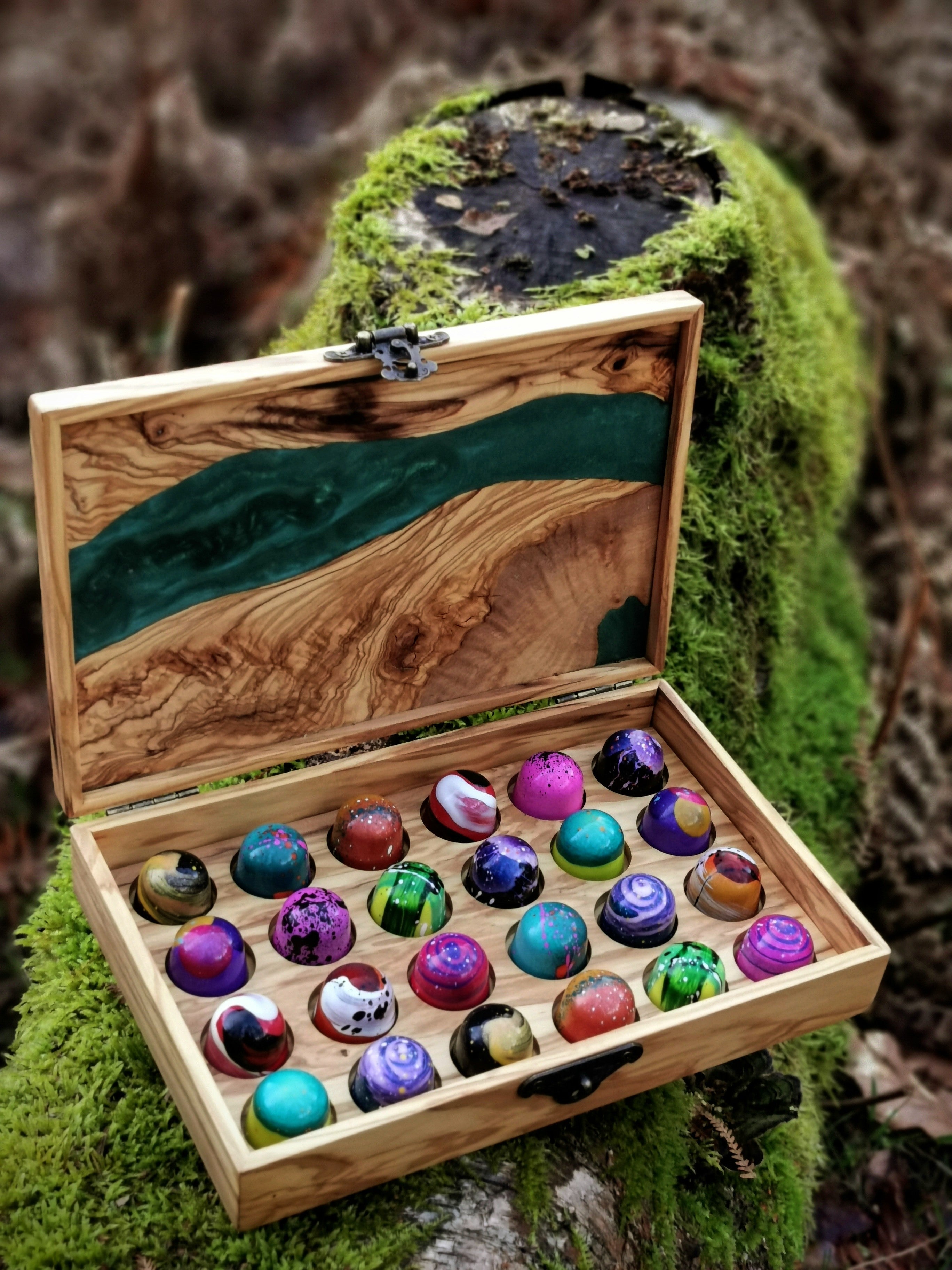 Handcrafted Wooden Display Box - Artisan Chocolates by Wood Row Chocolates