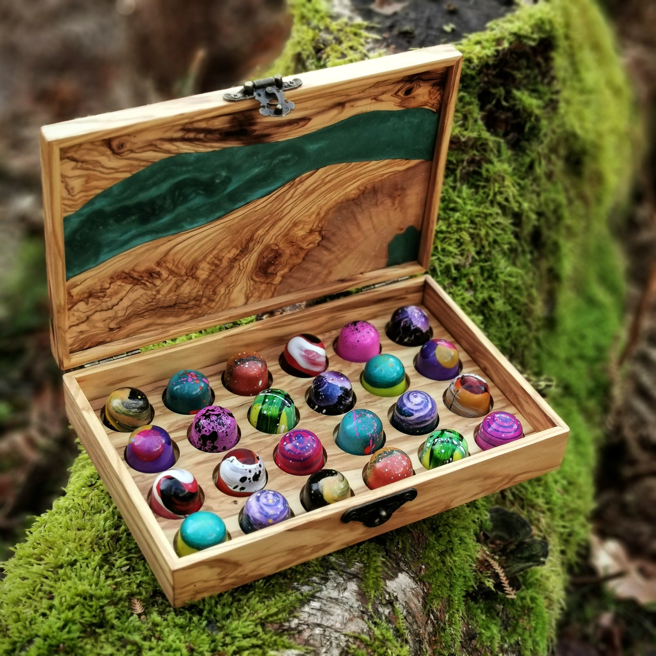 Handcrafted Wooden Display Box - Artisan Chocolates by Wood Row Chocolates